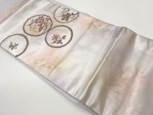 引箔丸文に花唐草模様織出し名古屋帯